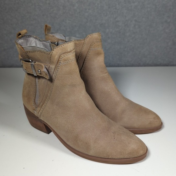 Lucca Lane Womens Mayna Taupe Suede Zip Western Ankle Boots‎ 6.5 - 7 Buckle - Picture 1 of 12